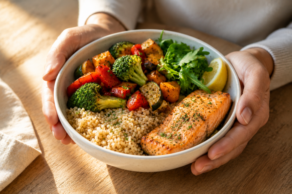 Balanced healthy meal in bowl supporting natural prediabetes reversal plan