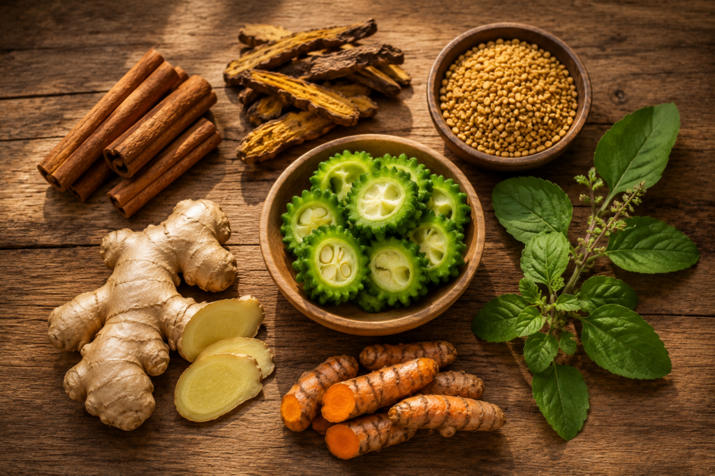 Natural herbs and glucose monitor for lowering blood sugar quickly