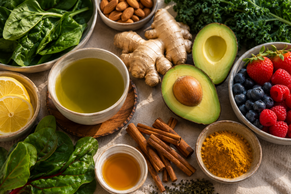 Natural foods that boost metabolism for women over 50 arranged flat layhealthy-lifestyle-metabolism-women-over-50.jpg