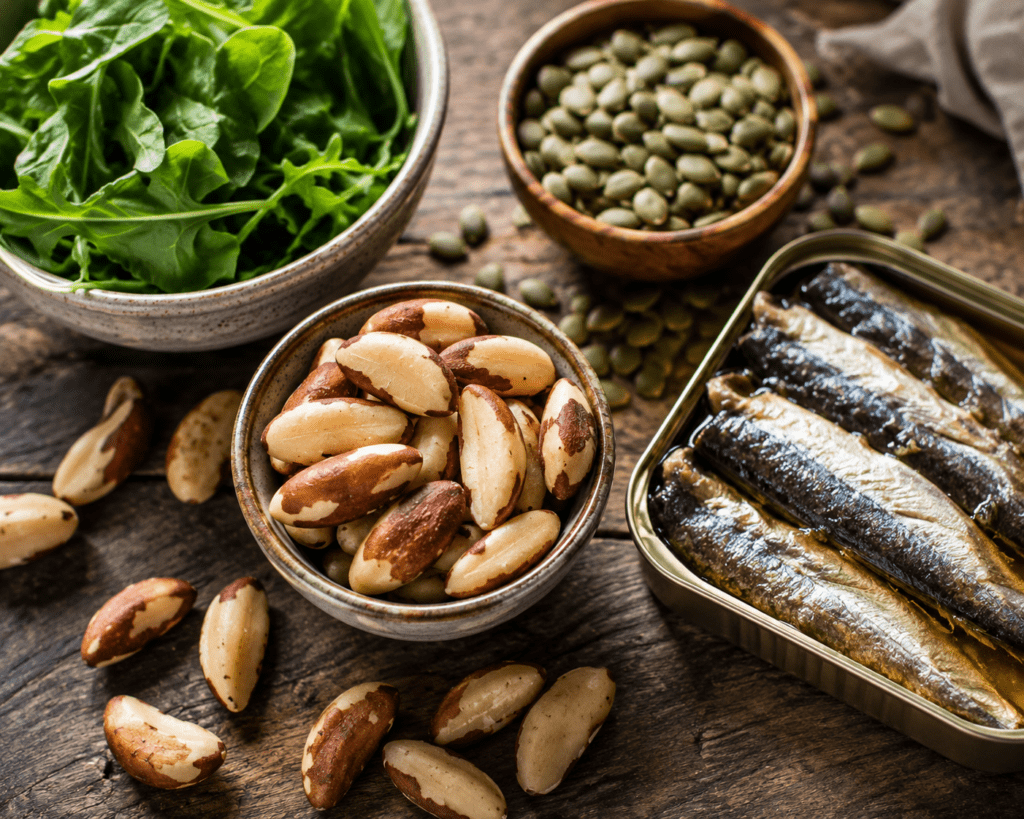 Selenium and zinc rich foods that support thyroid hormone conversion